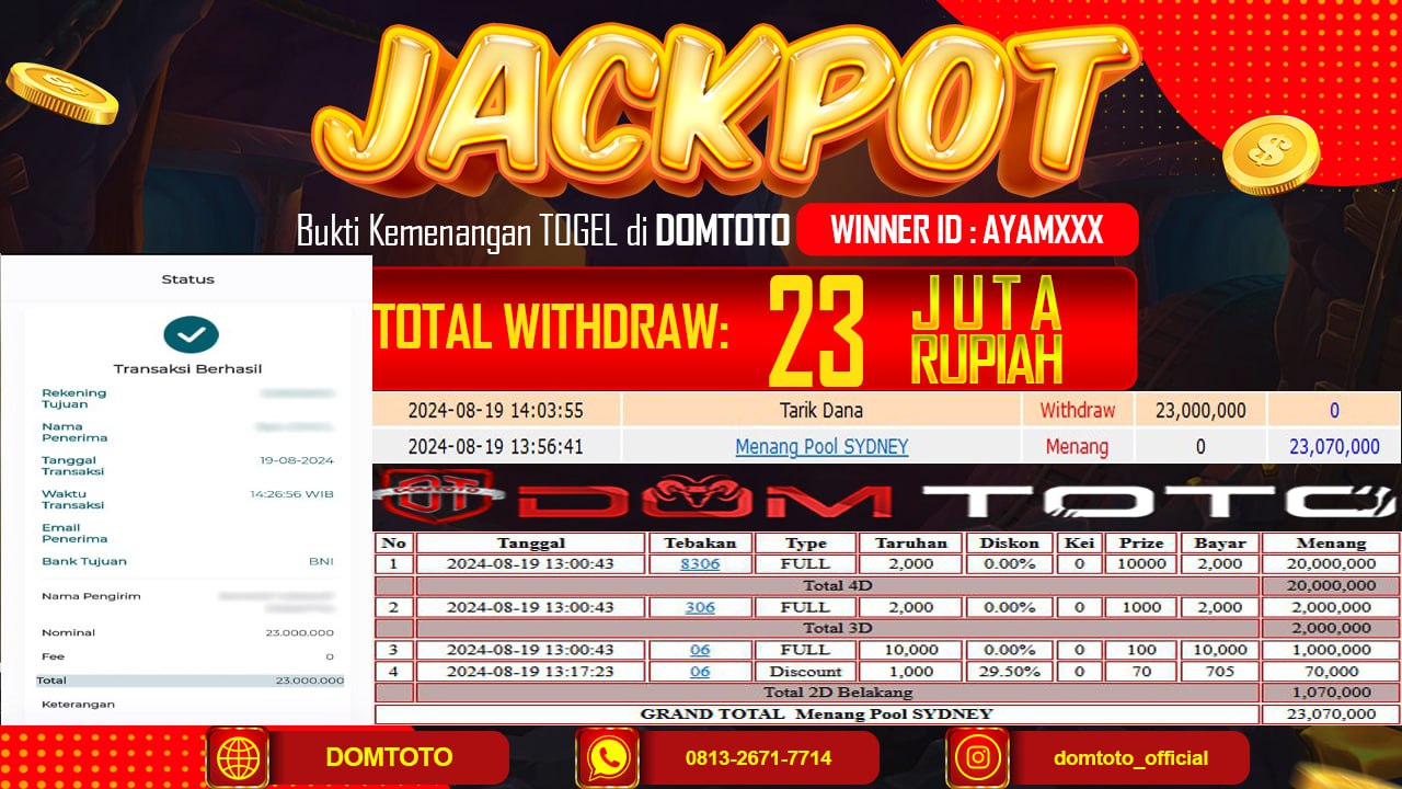 JACKPOT TOGEL SYDNEY  19  AGUSTUS 2024